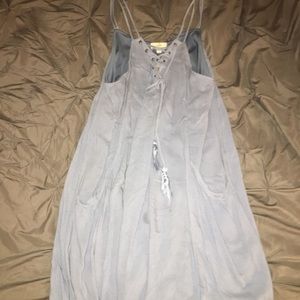 Blue Strappy Dress With Pockets